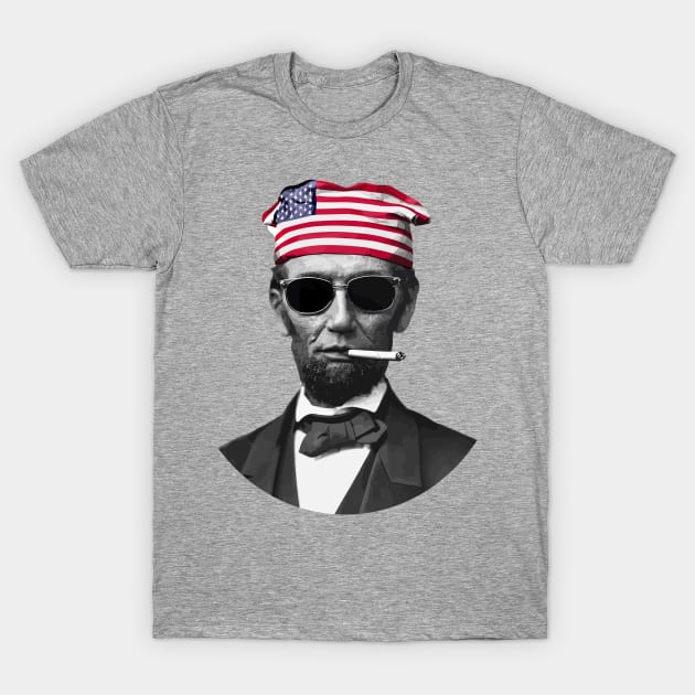 Smokin' Hot Independence: Cool Abe Lincoln With Sunglasses and a Lit Cigarette T-Shirt by TwistedCharm